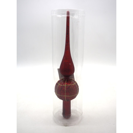 PUNTALE IN VETRO H.26XD.7CM ROSSO C/DECO