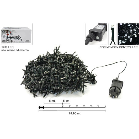 MINILUCCIOLE 1400LED BIANCO C/GIOCO LUCI