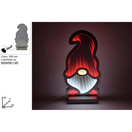 VISO GNOMO DI NATALE LUMINOSO 3D 30CM