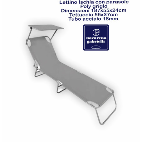 LETTINO ISCHIA C/PARASOLE OXF/ACC.GRIGIO