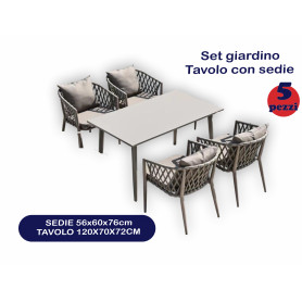 SET TAVOLO CON 4 SEDIE C\CUSCINO