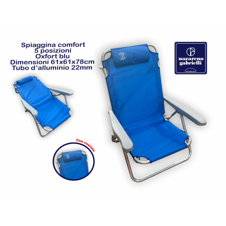SPIAGGINA CONFORT 5POS ALU/OXF BLUE
