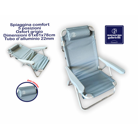 SPIAGGINA CONFORT 5POS ALU/OXF GREY