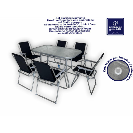 SET GIARDINO DIAMANTE TAV.C/OMBR.+6SED.