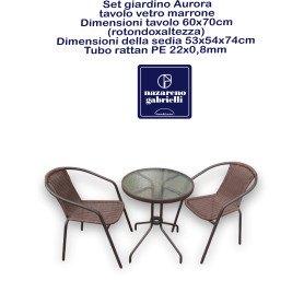 SET AURORA TAVOLO VETRO MARRONE