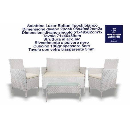 SALOTTINO LUXOR RATTAN 4 POSTI BIANCO