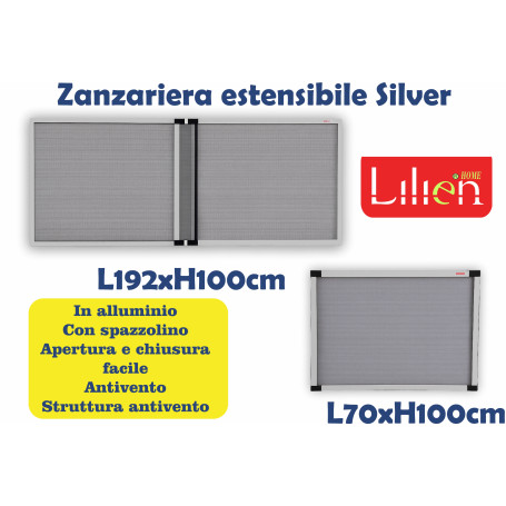 ZANZARIERA ESTENSIBILE 70X100 SILVER