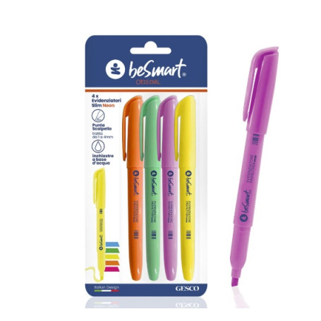 EVIDENZIATORI SLIM NEON 4PZ BESMART