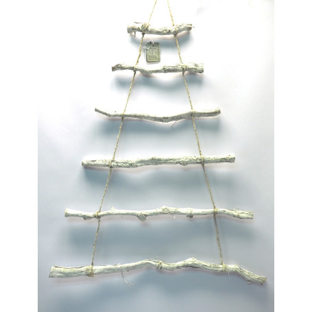 SCALA CORDA C/6 PIOLI LEGNO SBIANCATI