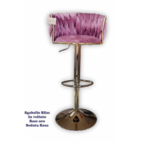 SGABELLO BLISS VELLUTO BASE ORO ROSA