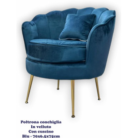 POLTRONA CONCHIGLIA C/CUSCINO BLU