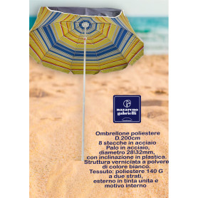 OMBRELLONE T/ACC 28/32 8ST/FIBRA D.200