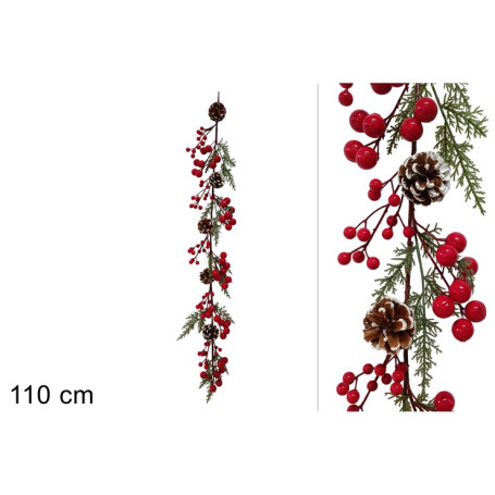 GHIRLANDA C/BACCHE E PIGNE 120CM