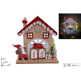 CASETTA LEGNO CALENDARIO CON LUCE