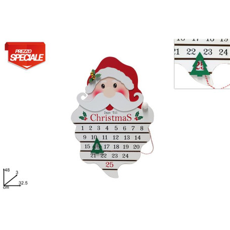 VISO BABBO NATALE IN LEGNO CALENDARIO AV