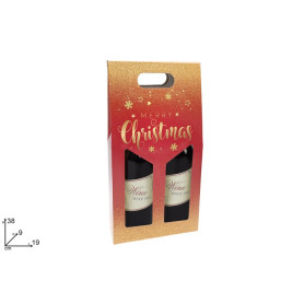 BOX PORTABOTTIGLIA 2POSTI MERRYCHRISTMAS