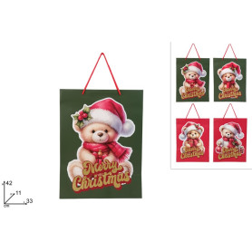 BUSTA REGALO ORSETTO NATALIZIO 42X33X11