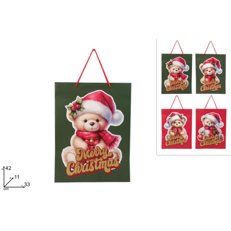 BUSTA REGALO ORSETTO NATALIZIO 42X33X11