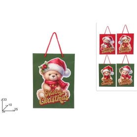 BUSTA REGALO ORSETTO NATALIZIO 33X25X10