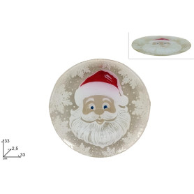 CENTROTAVOLA VETRO 33CM DEC.BABBO NATALE