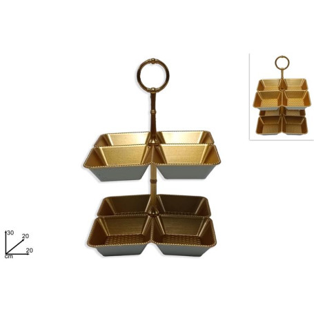ALZATINA IN PLASTICA 2 PIANI 8 POSTI ORO