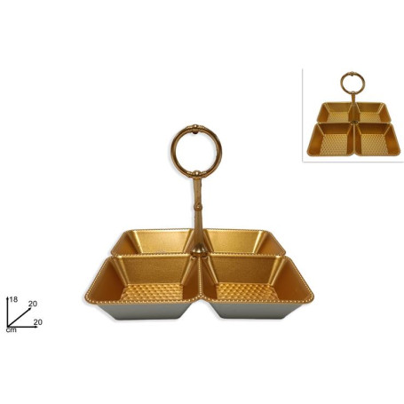 VASSOIO IN PLASTICA 4 POSTI ORO