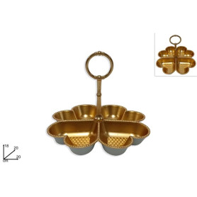 VASSOIO CUORI IN PLASTICA ORO CON MANICO