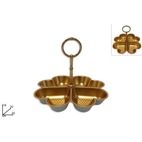 VASSOIO CUORI IN PLASTICA ORO CON MANICO
