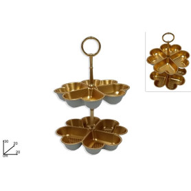ALZATINA CUORI IN PLASTICA 2 PIANI ORO