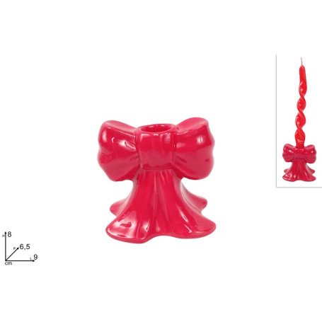 PORTACANDELA FIOCCO CERAMICA  ROSSO