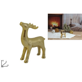DECORAZIONE RENNA CERAMICA ORO 15 CM