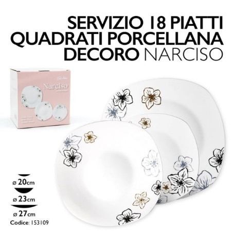 SERVIZIO PIATTI 18PZ PORCELLANA NARCISO