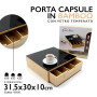 PORTA CAPSULE BAMBOO C/VETRO TEMPERATO