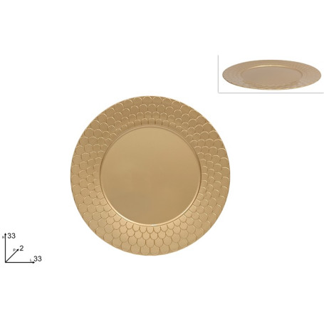 SOTTOPIATTO 33CM C/BORDO EFF.PIGNA ORO