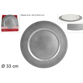 SOTTOPIATTO C/BORDO PUNTINATO 33CM SILV