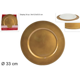 SOTTOPIATTO C/BORDO PUNTINATO 33CM ORO