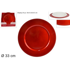 SOTTOPIATTO C/BORDO PUNTINATO 33CM ROSSO