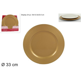 SOTTOPIATTO 33CM BORDO MULTIRIGHE ORO