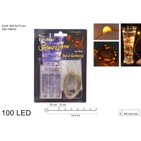 FILO 100 MICROLED BATTERIA BIANCO CALDO