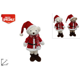 ORSO NATALIZIO 52CM 2COLORI BIANCO/BEIGE