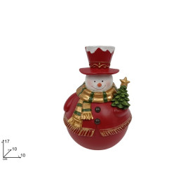 DECORAZIONE PUPAZZO DI NEVE 17CM ROSSO