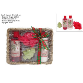 CESTA CONFEZIONE REGALO SET DA BAGNO 4PZ