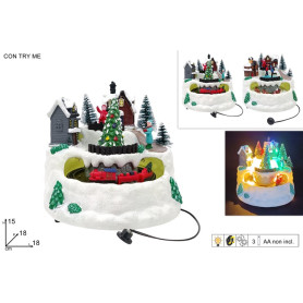 GIOSTRINA SCENARIO NATALIZIO C/MOV TRENO