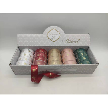 ROTOLO NASTRO RASO C/STAMPA DORATA
